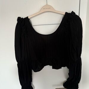 Topshop Black Ruffle Blouse